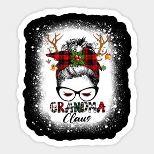 Grandma Claus Reindeer Messy Bun Christmas Bleached Sticker